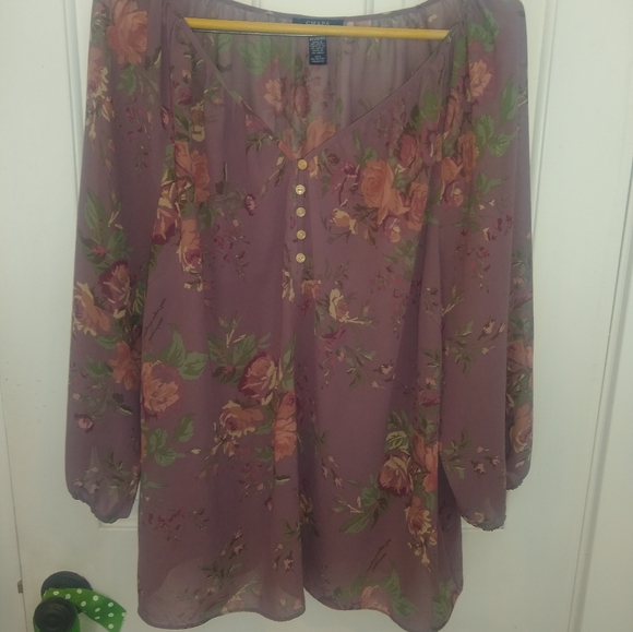 🍭Chaps lavender blouse - Picture 1 of 7